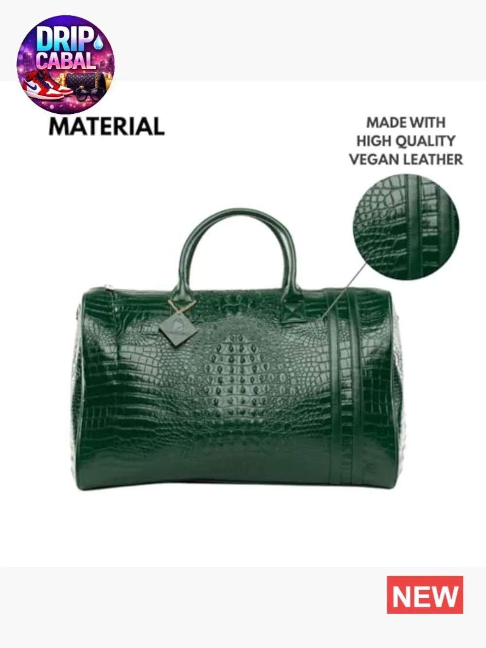 Vegan Leather Duffle Bag TSA-Approved Carry-On Travel Weekender